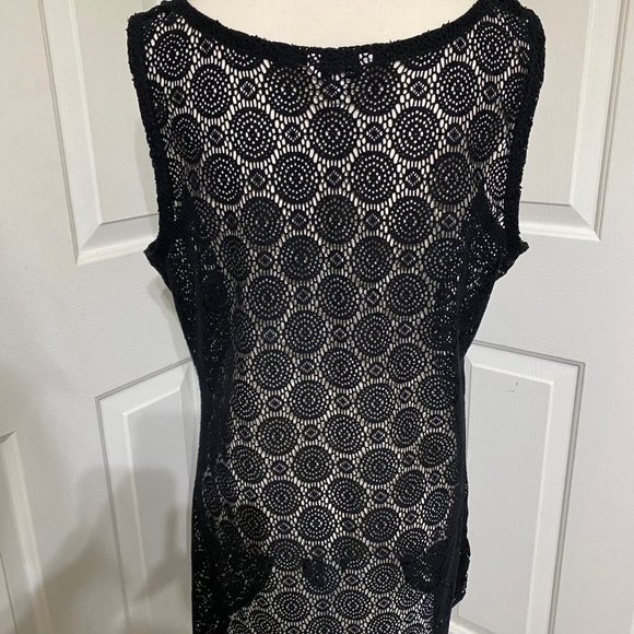 L Croft & Barrow Black Mesh Swim Coverup w/Bead Accents at Front Shoulders - Picture 6 of 9